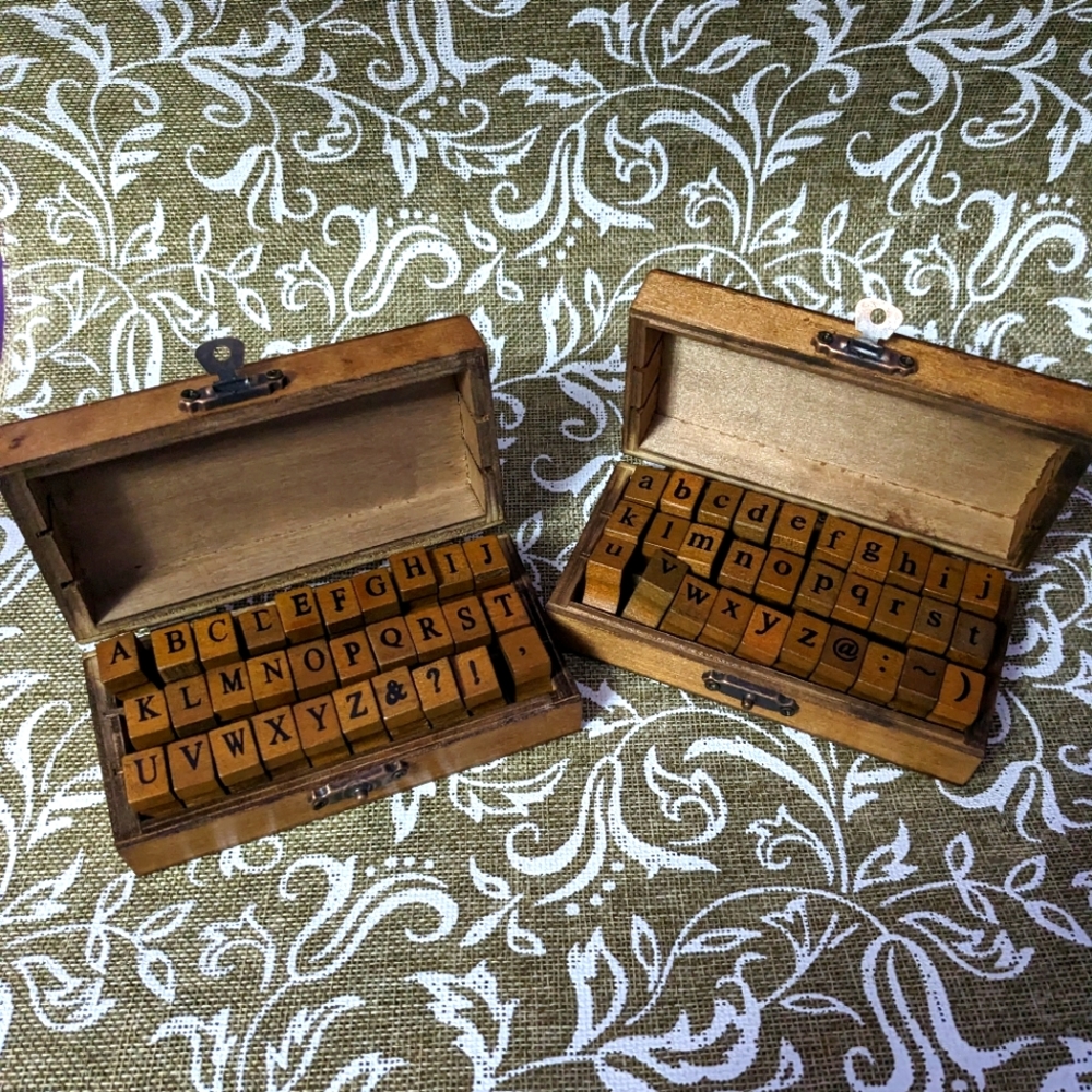 Alphabet Stamp Set - 60 Stamps in Two Wood Boxes
